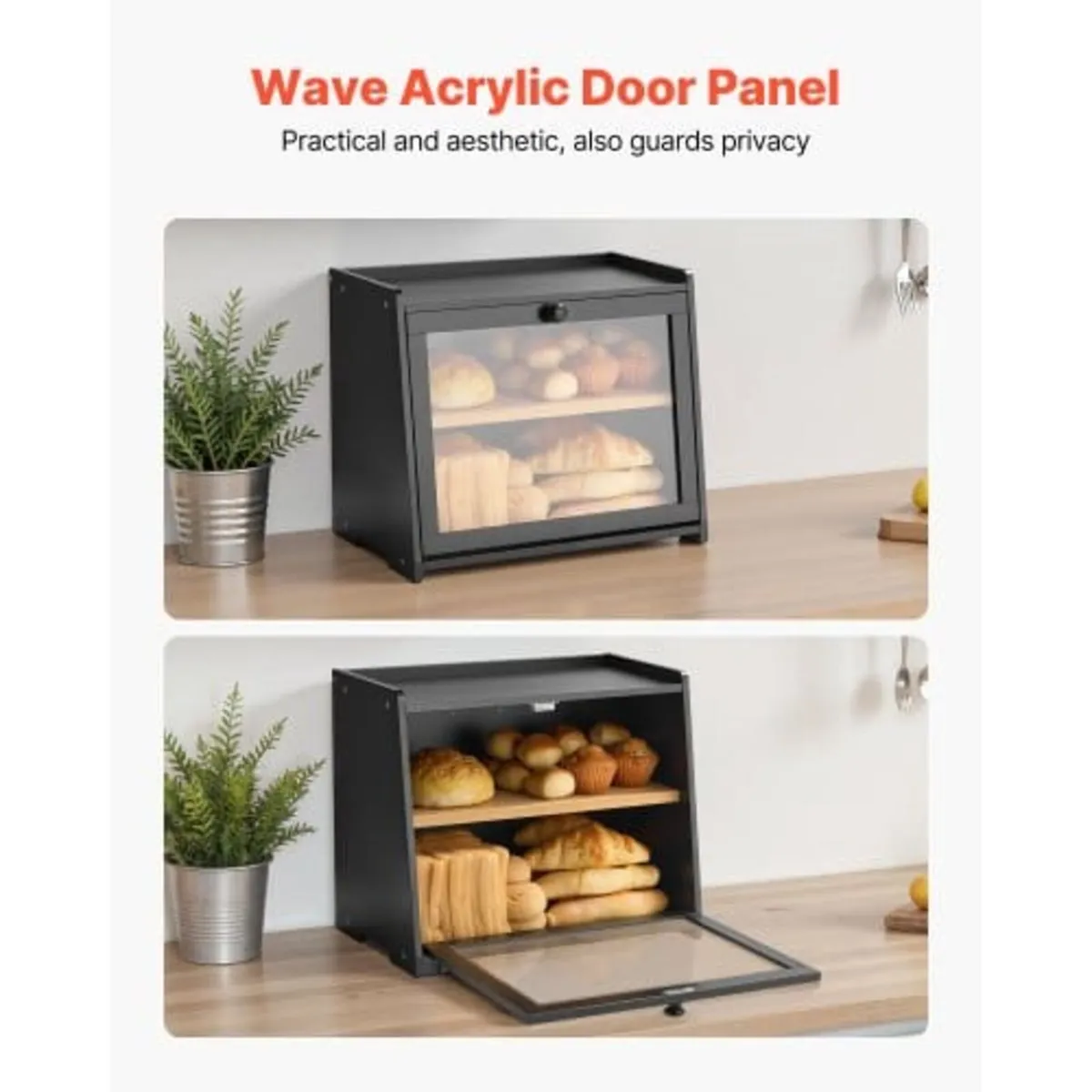 Double Layer Bread Box for Kitchen Counter, Large - Image 2