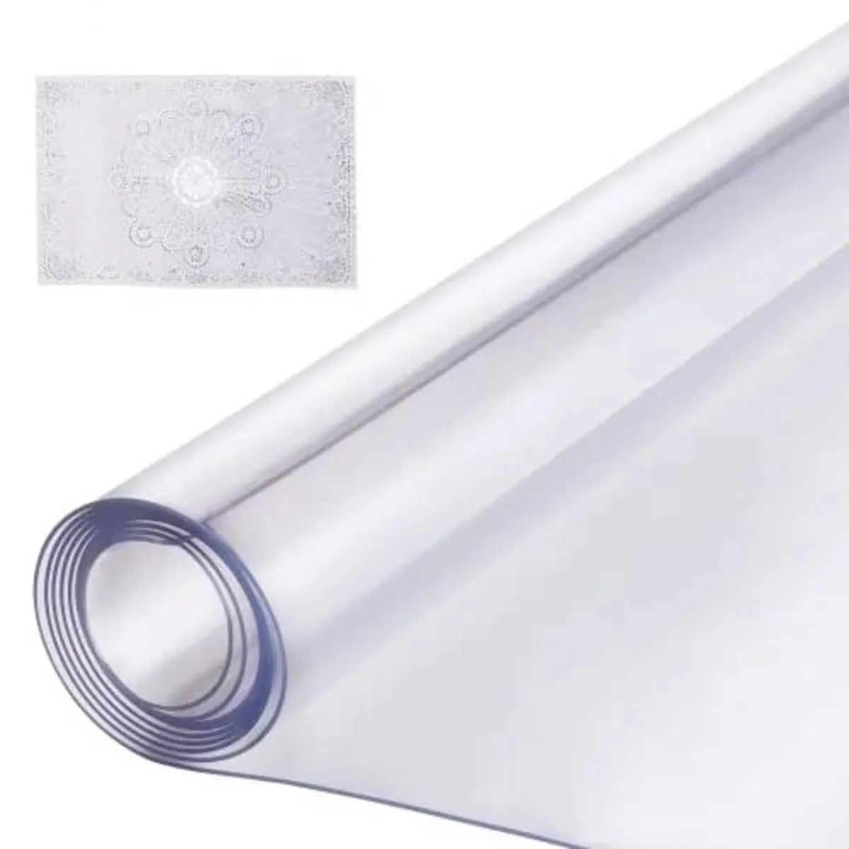 Plastic Table Cover, 42 x 96 Inch 1.5 mm Thick Cle - Image 1