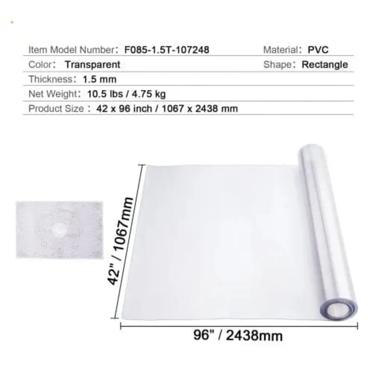 Plastic Table Cover, 42 x 96 Inch 1.5 mm Thick Cle - Image 4