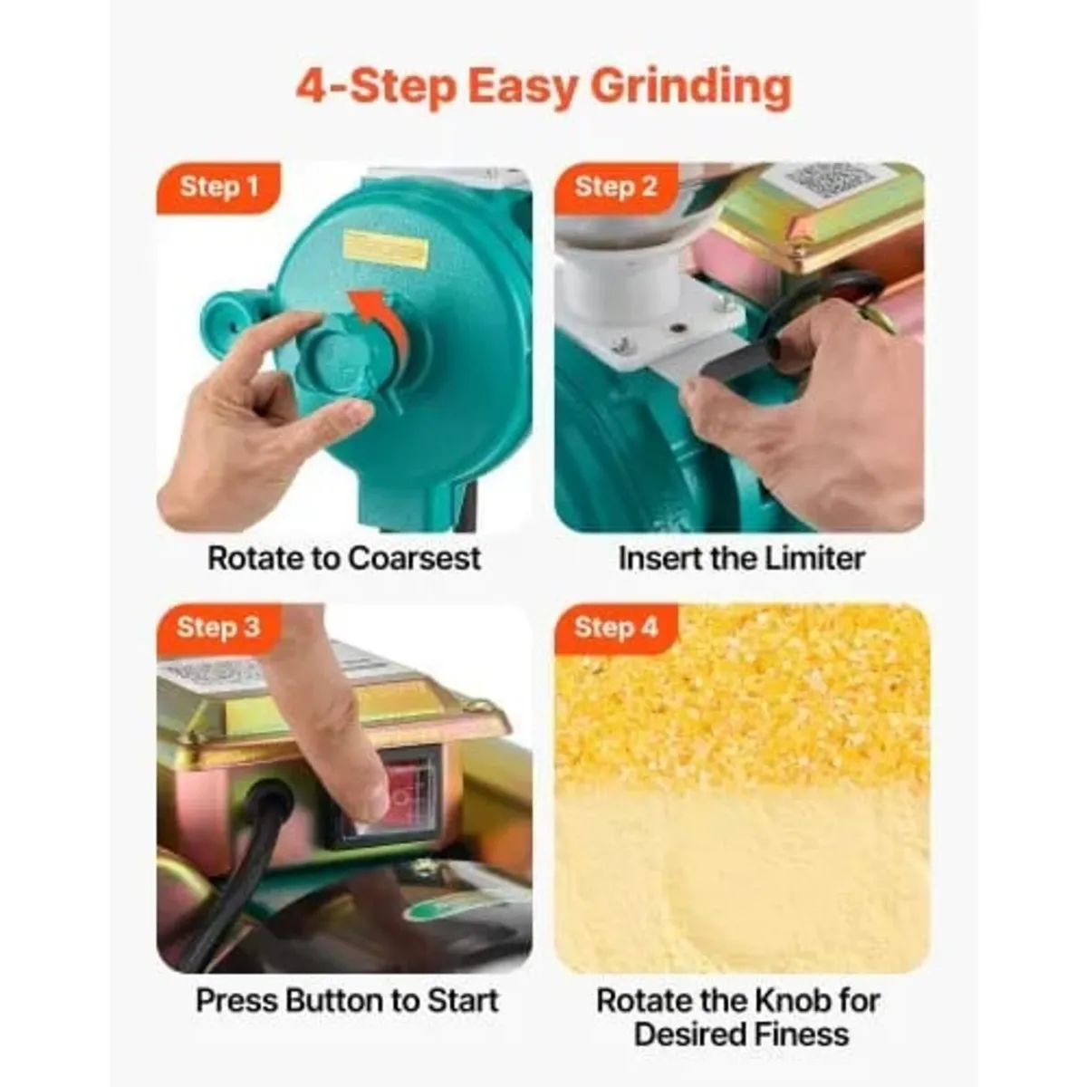 Electric Grain Mill Grinder, 110 lbs/H Commercial - Image 3