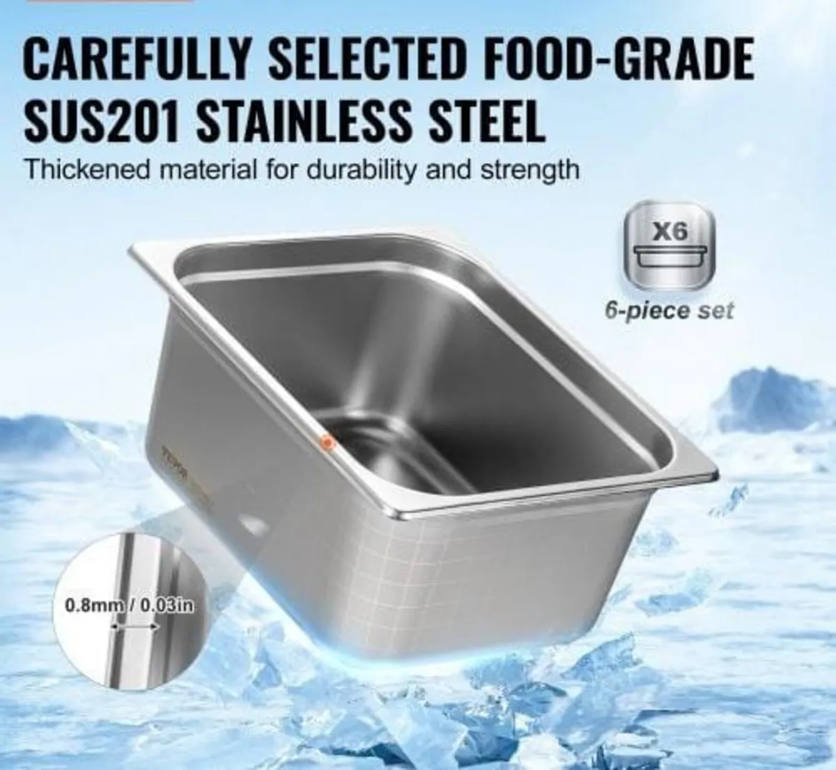 6 Pack Hotel Pans, 1/2 Size Anti-Jam Steam Pan, 0. - Image 3