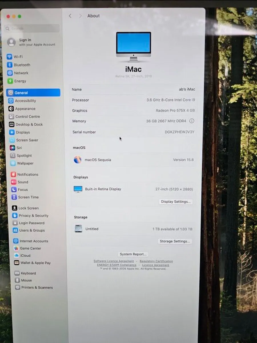 Apple iMac 27" 5K.     i9  36GB ddr4 ram 1TB - Image 1