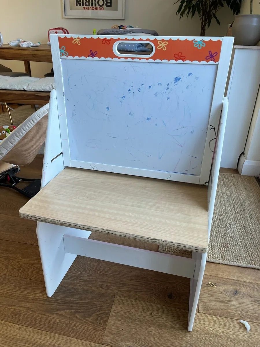 Title: Kids Bookshelf with Chalkboard, Whiteboard - Image 1