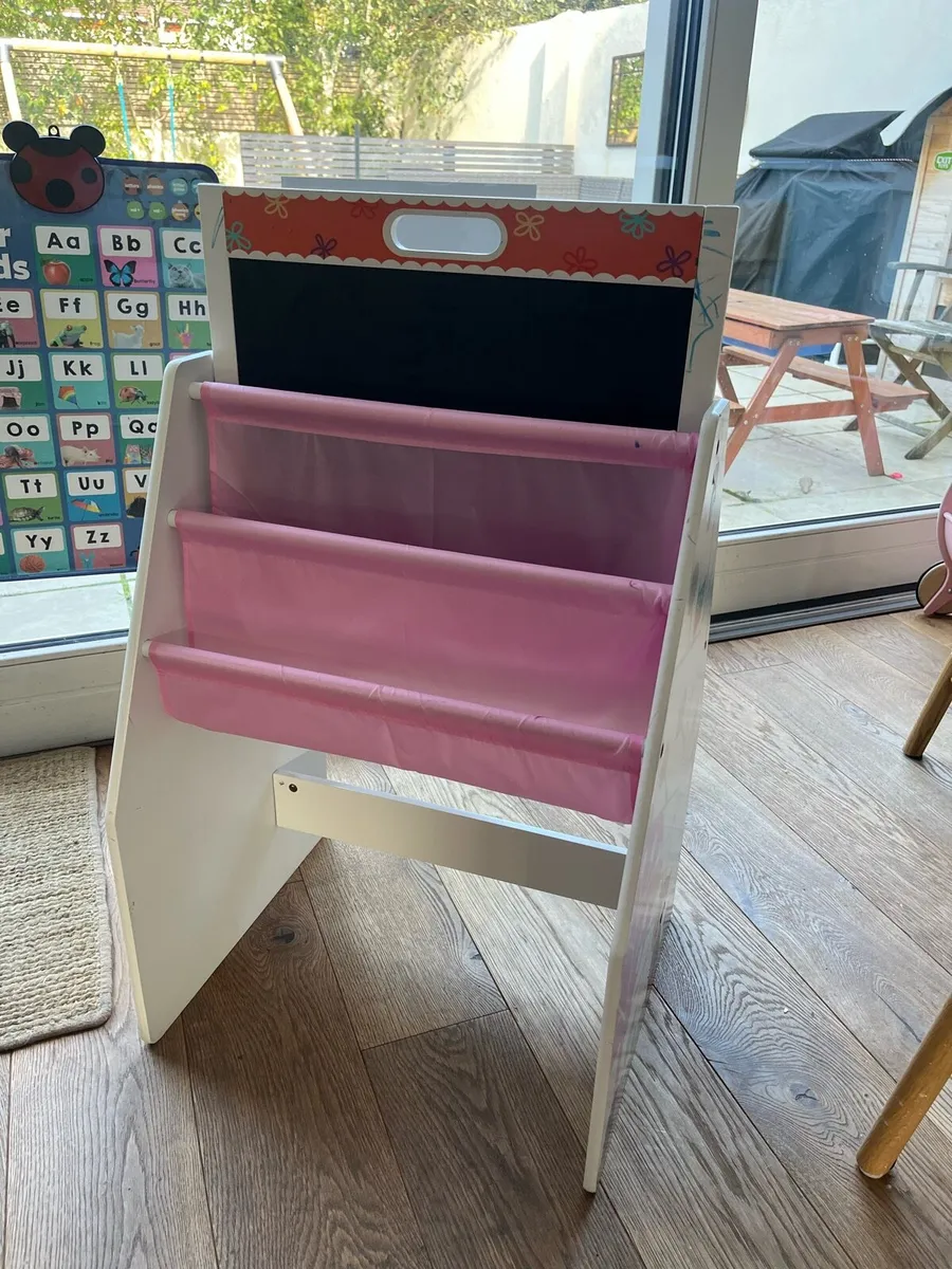 Title: Kids Bookshelf with Chalkboard, Whiteboard - Image 4