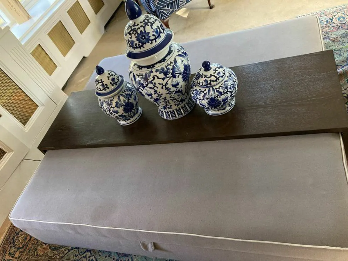 X Helen Turkington large grey   ottoman with  tray - Image 1