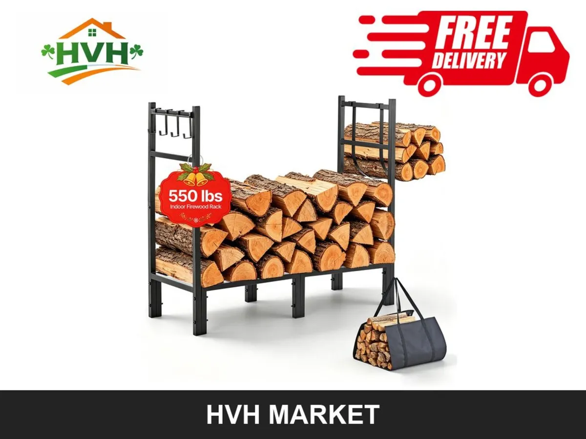 Firewood Rack 250kg with Log Carrier Bag - Image 1