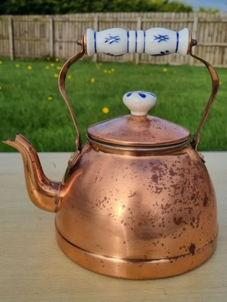 Vintage copper tea kettle - Image 1
