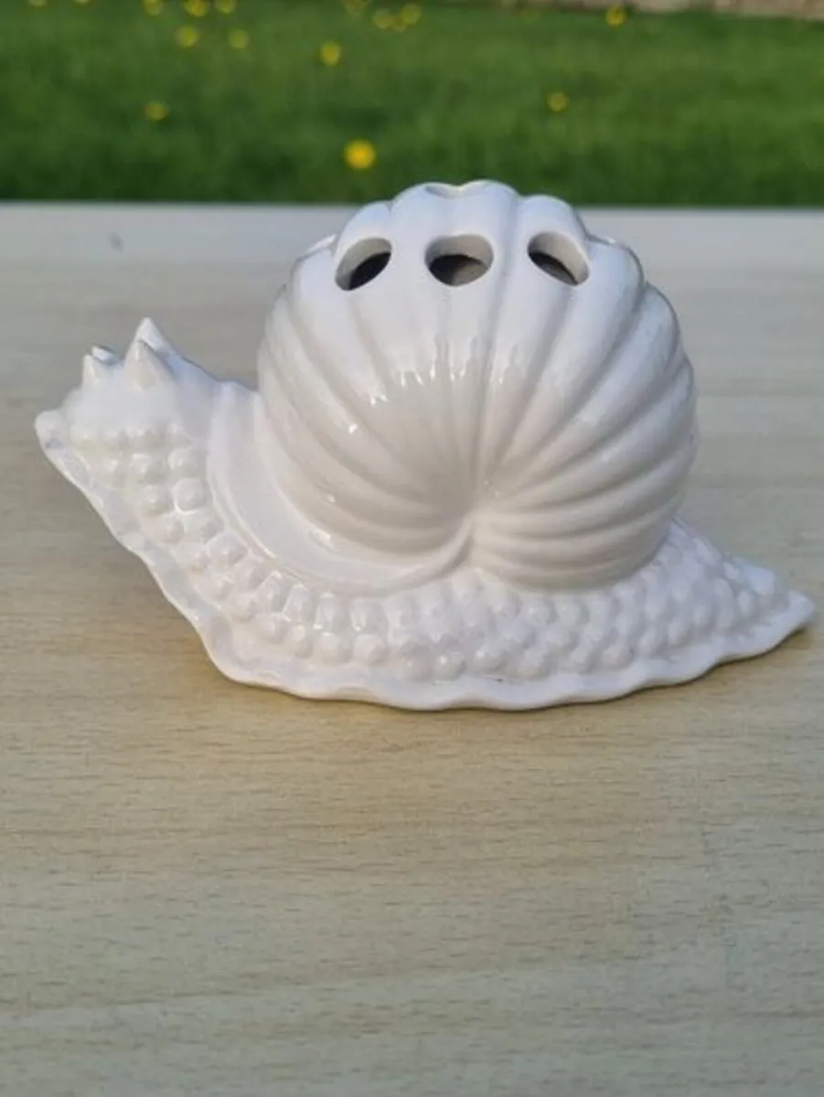 Italian ceramic snail flower holder - Image 1