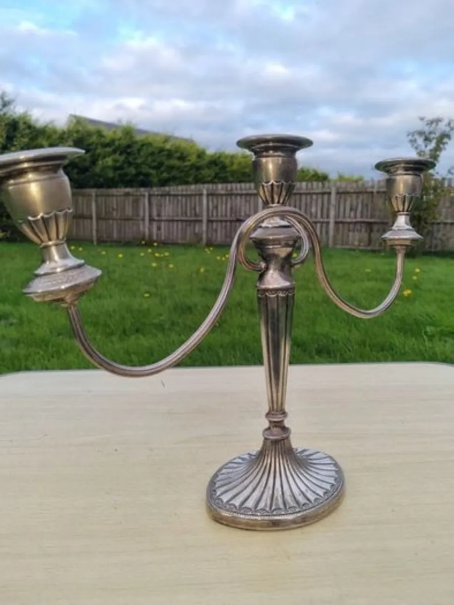 Silver-plated, three-armed candelabra - Image 3
