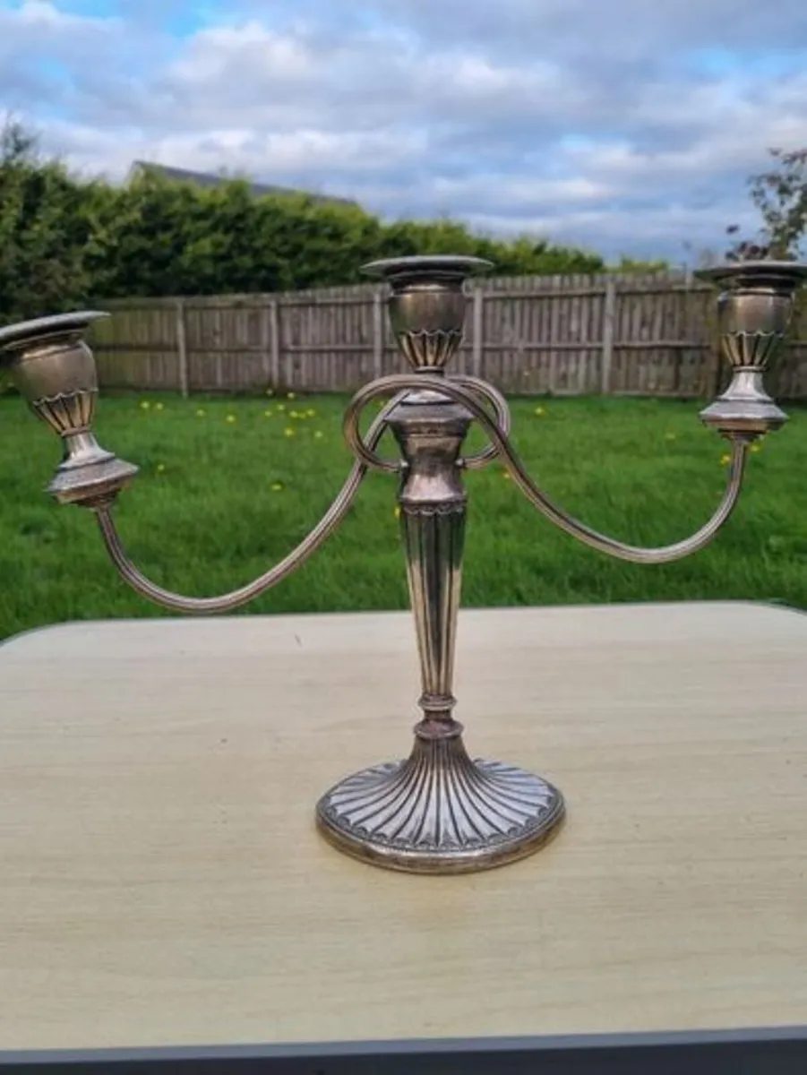 Silver-plated, three-armed candelabra - Image 4