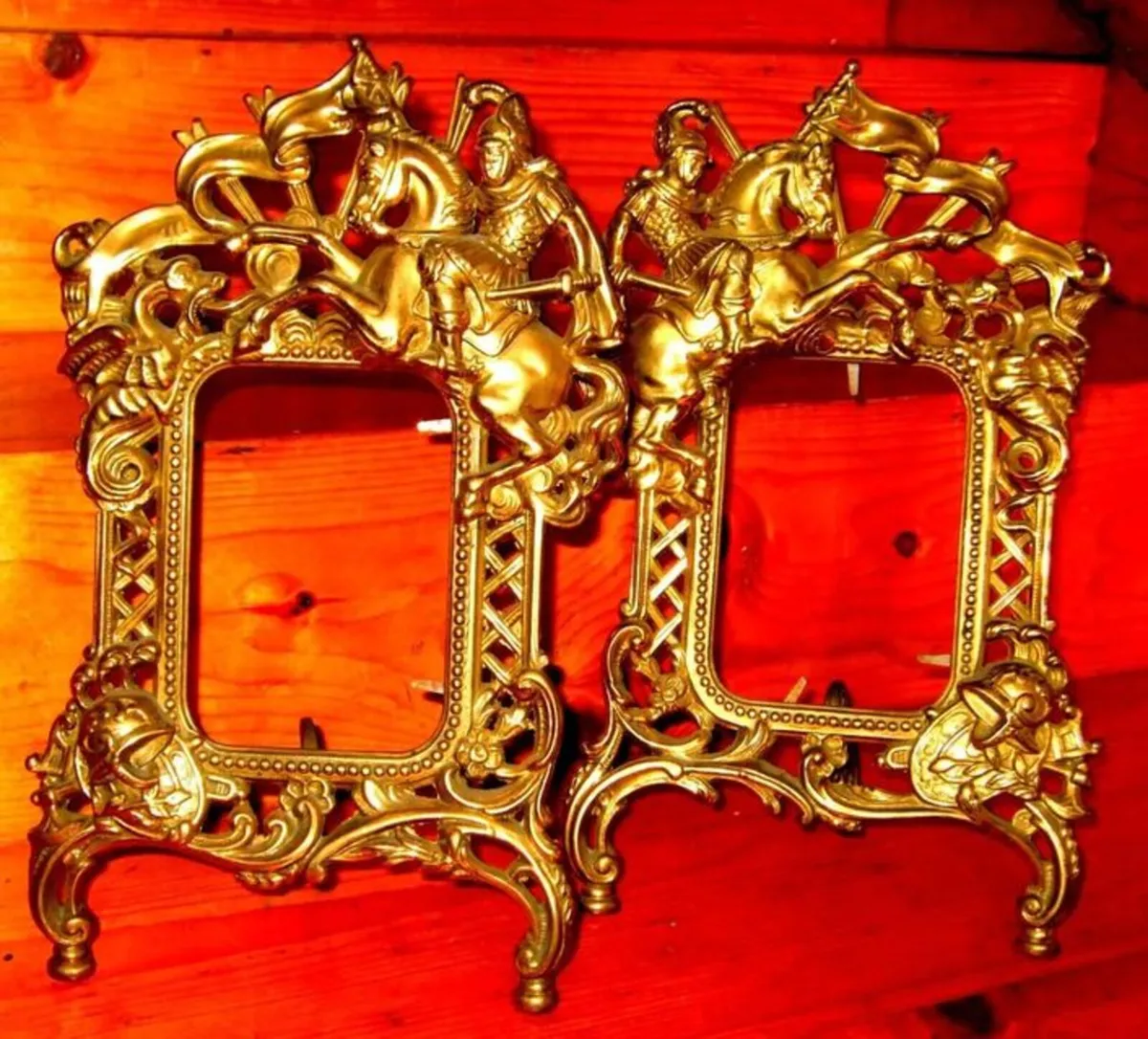 Pair of Vintage Ornate Brass Picture Frames - Image 3
