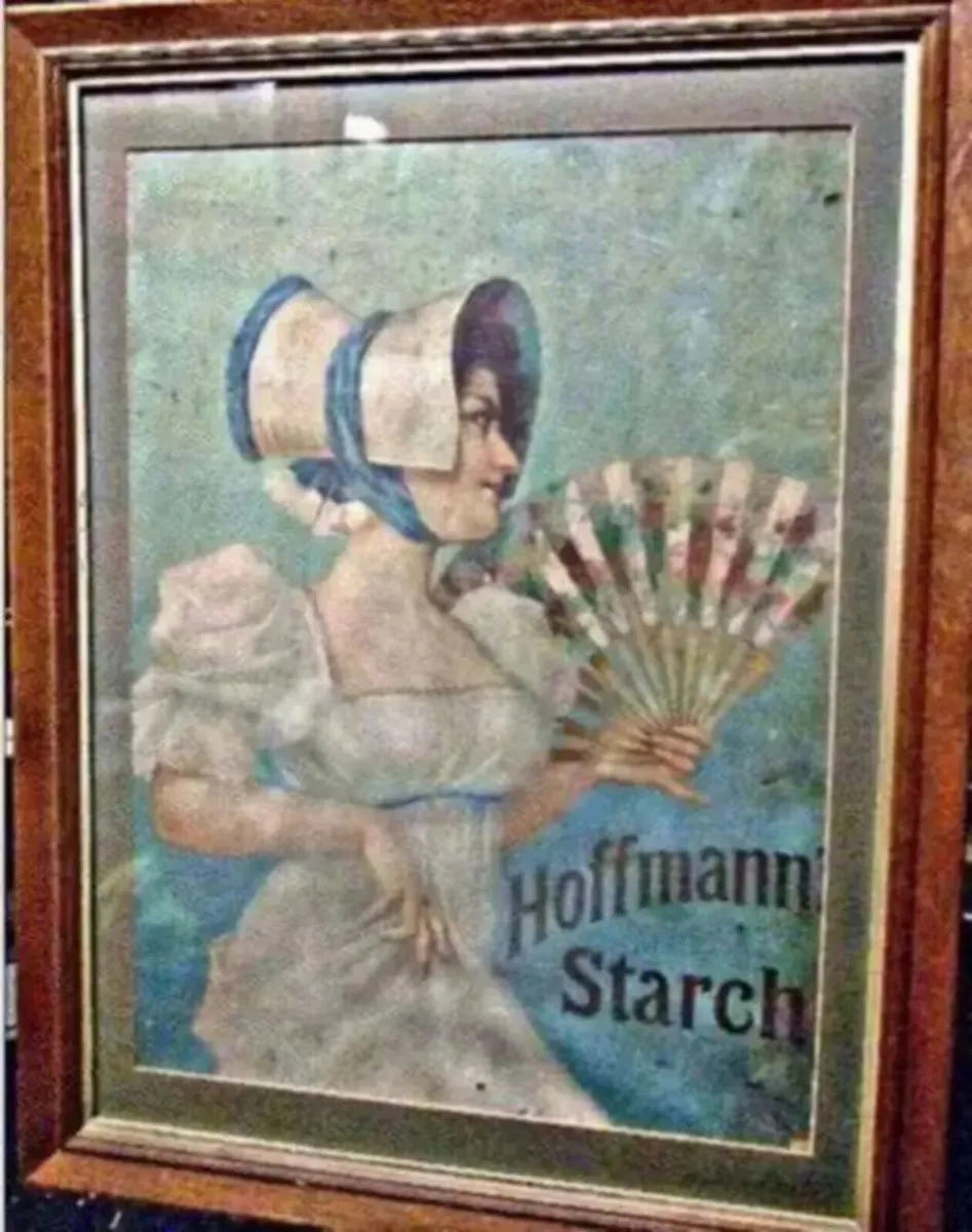 Large Vintage Framed Hoffman Starch Advertisement - Image 1