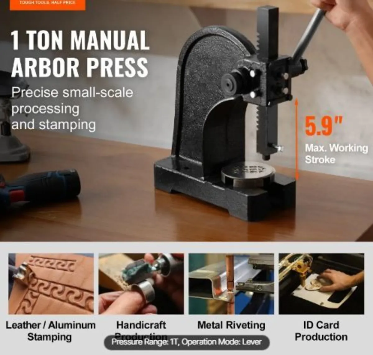 Arbor Press, 1 Ton Manual Arbor Press, 15 cm - Image 1