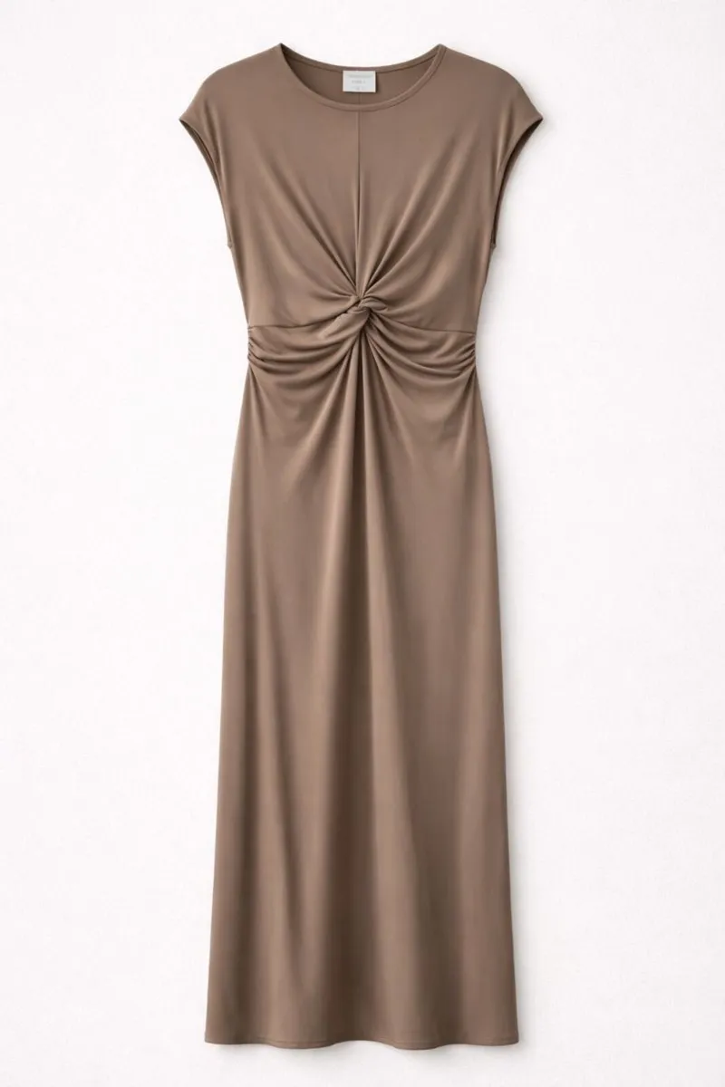NEW Primark Edit taupe dress with a knotted front - Image 2