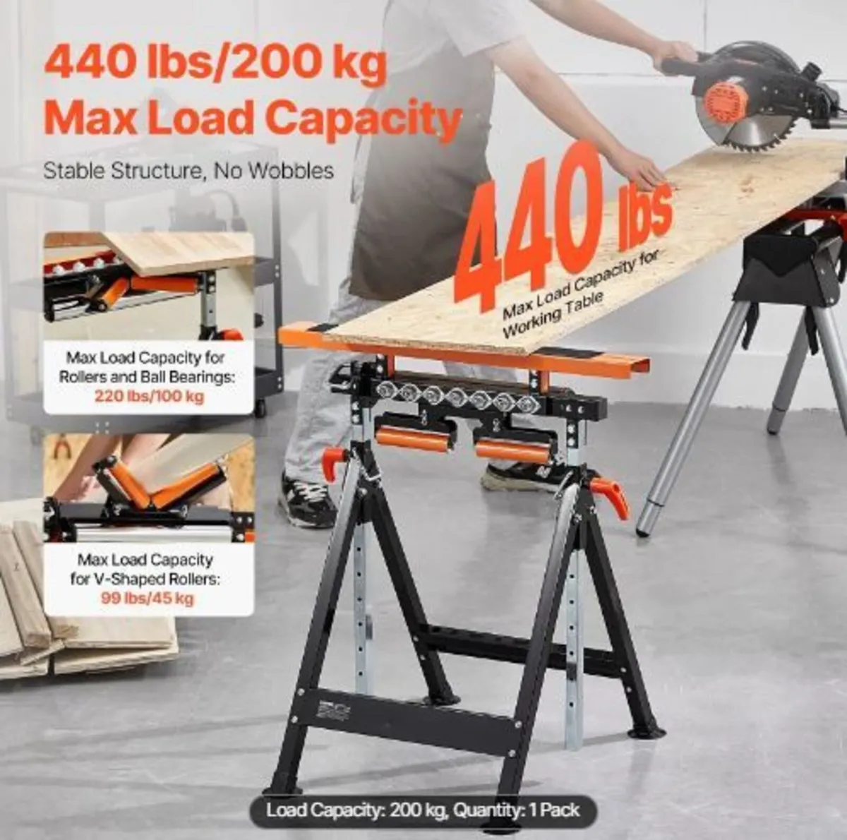 4-in-1 Roller Stand, 200 kg(440 lb) Load - Image 3