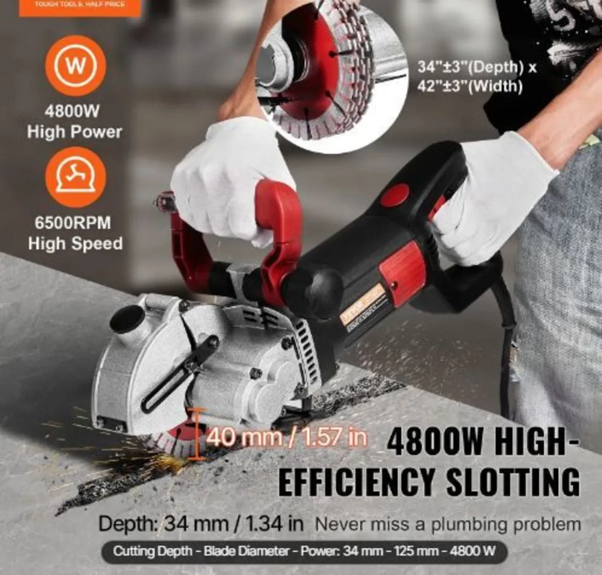 Wall Chaser, 34 mm Cutting Depth Wall - Image 4