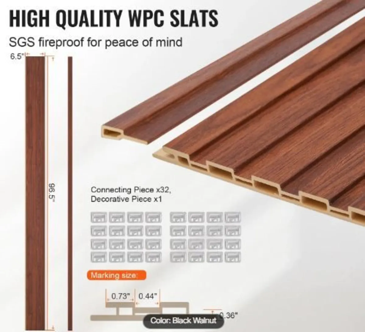 Wood Slat Acoustic Panels, 8 PCS 96 x 6 inch - Image 2