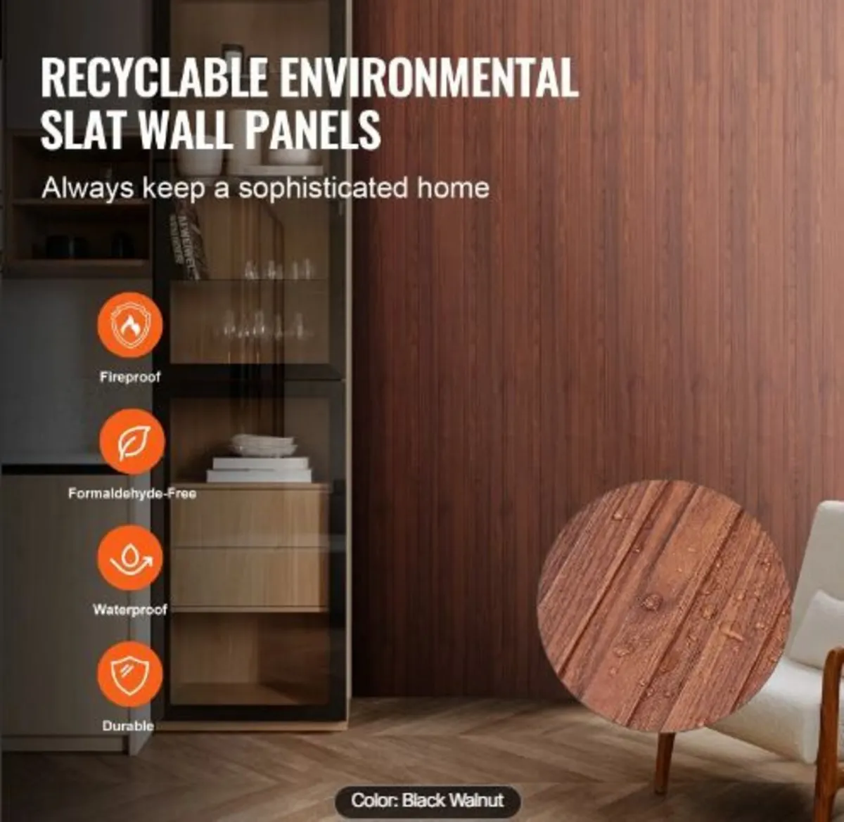 Wood Slat Acoustic Panels, 8 PCS 96 x 6 inch - Image 4