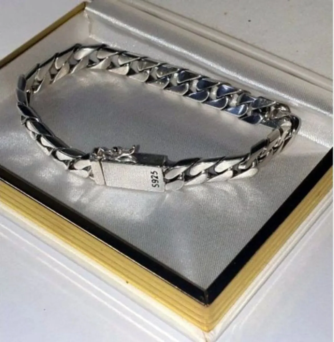 Vintage Sterling Silver Cuban Link Bracelet - Image 2