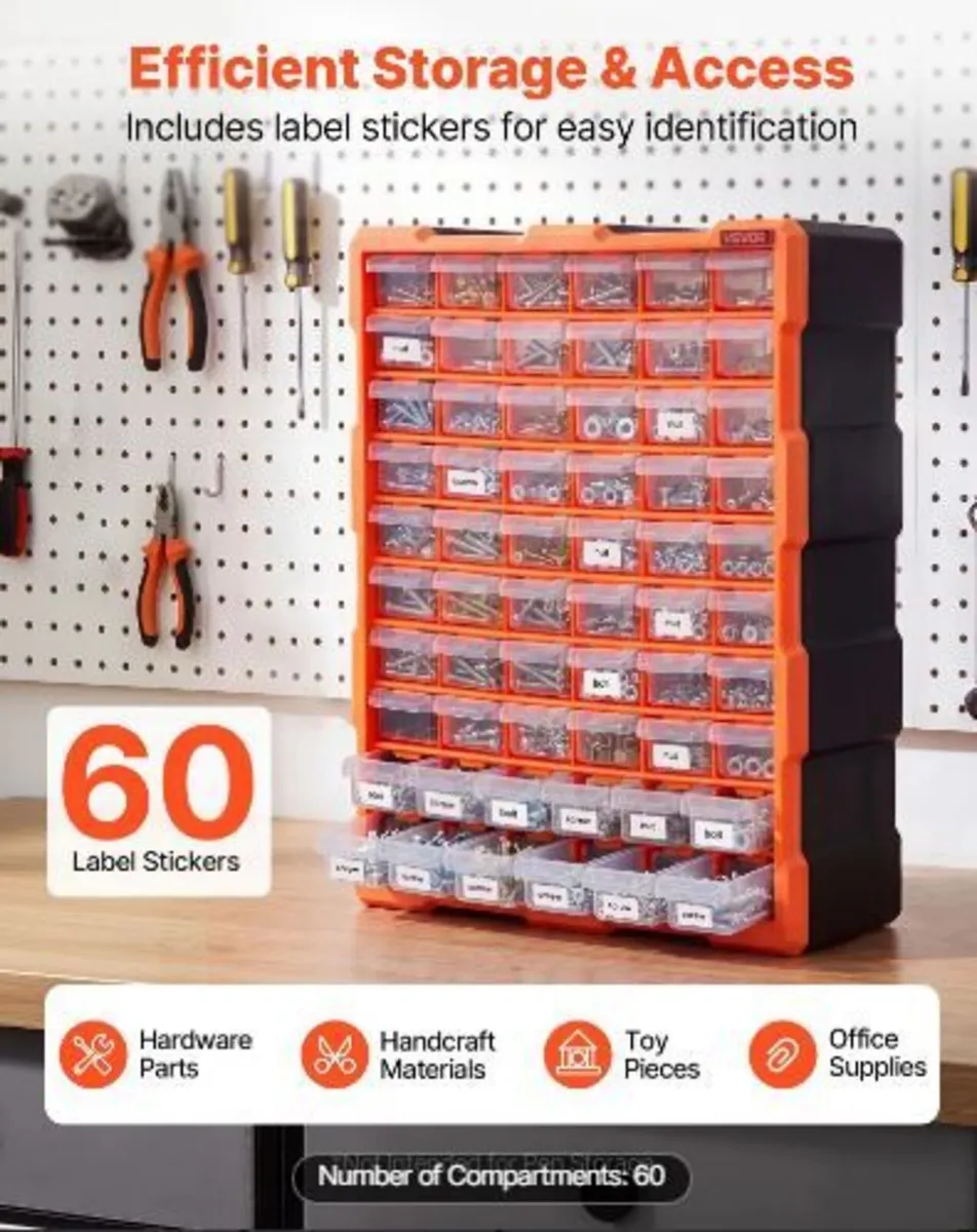 60-Drawer Storage Organizer, Plastic - Image 1