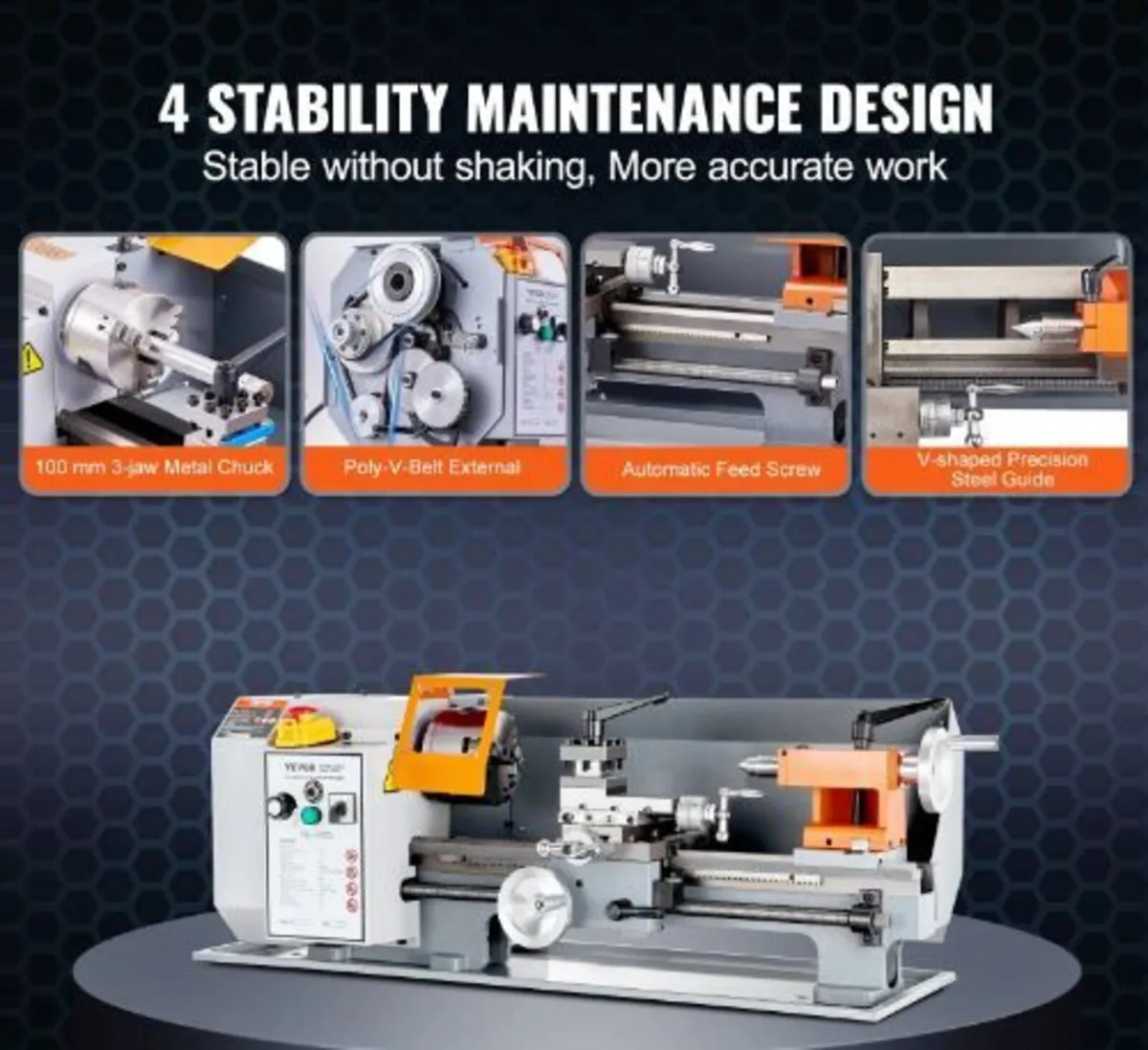 Metal Lathe Machine, 7'' x 13.78'', Precision - Image 1