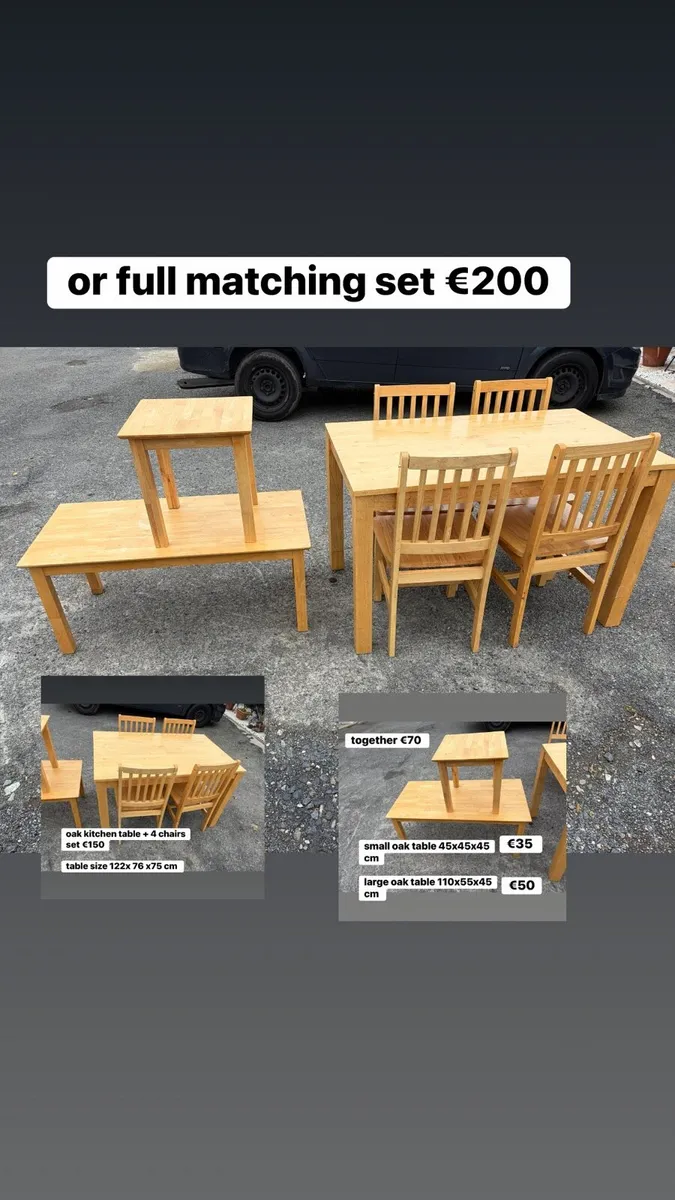 oak kitchen table set (table+chairs+coffee tables) - Image 4