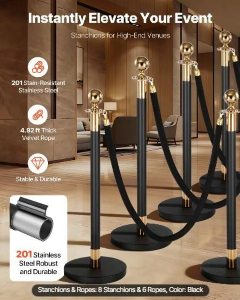 Stanchion Post, 8 Pcs Crowd Control Barrier - Image 2