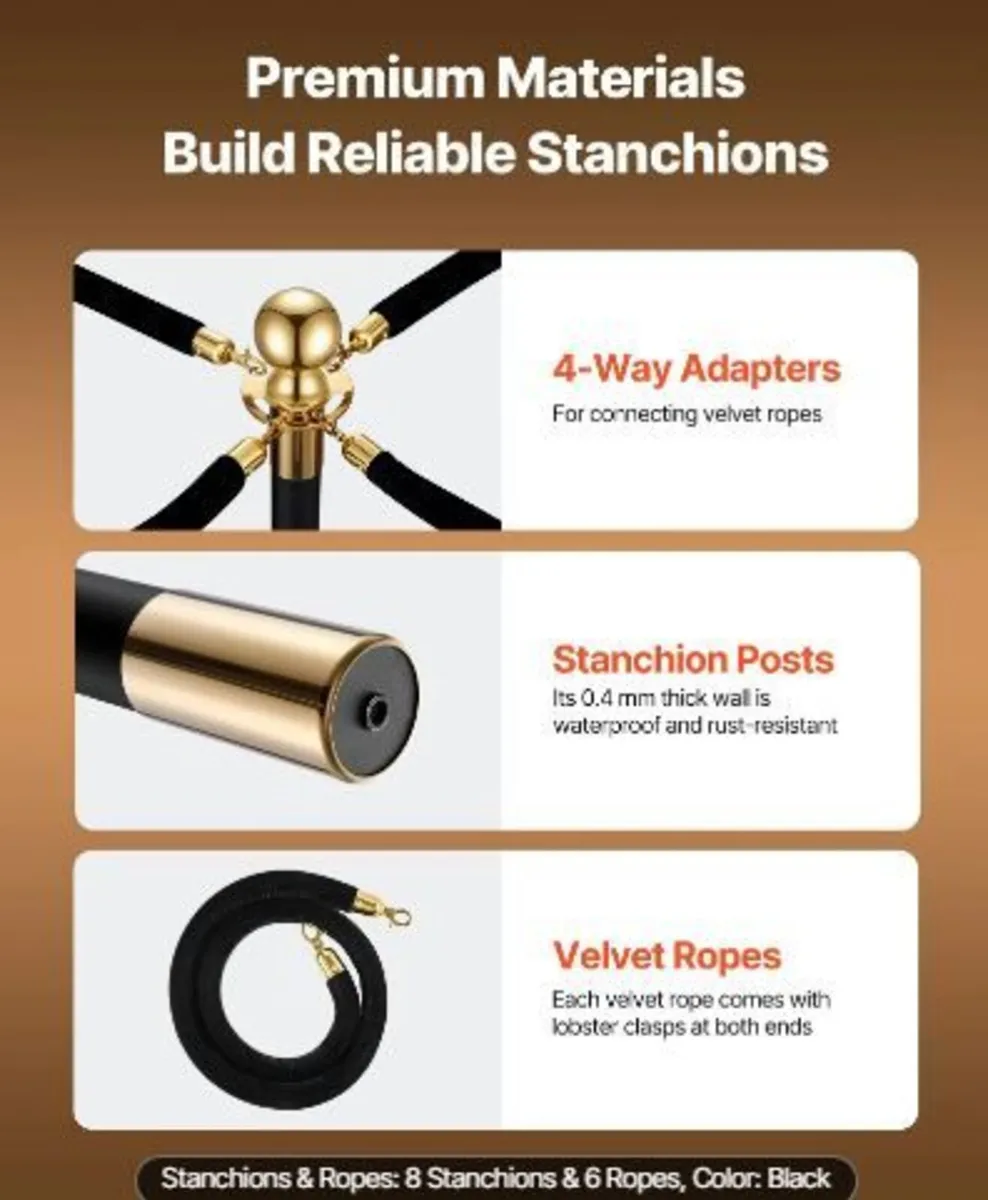 Stanchion Post, 8 Pcs Crowd Control Barrier - Image 4