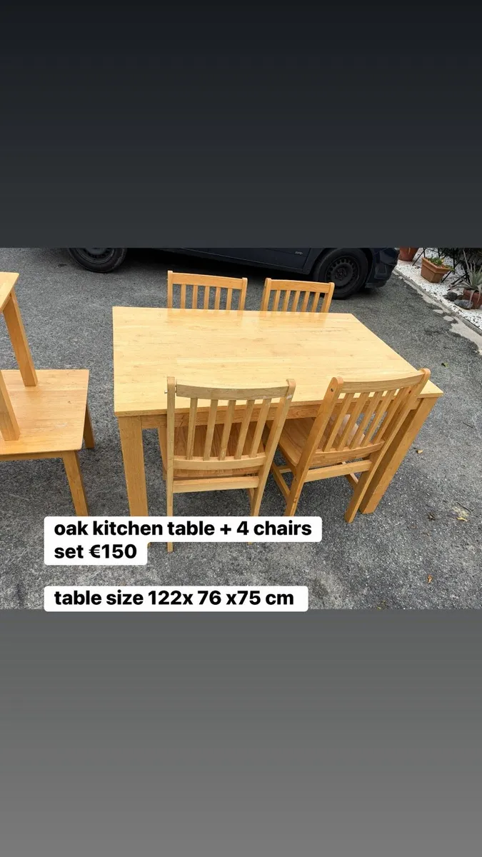 oak kitchen table + 4 chairs - Image 1