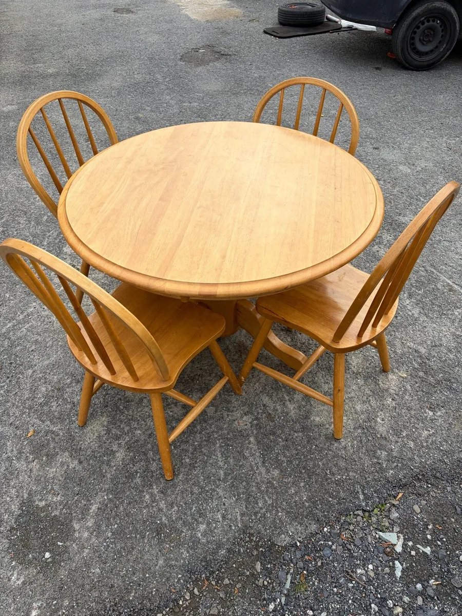 round oak kitchen table + 4 chairs set - Image 3