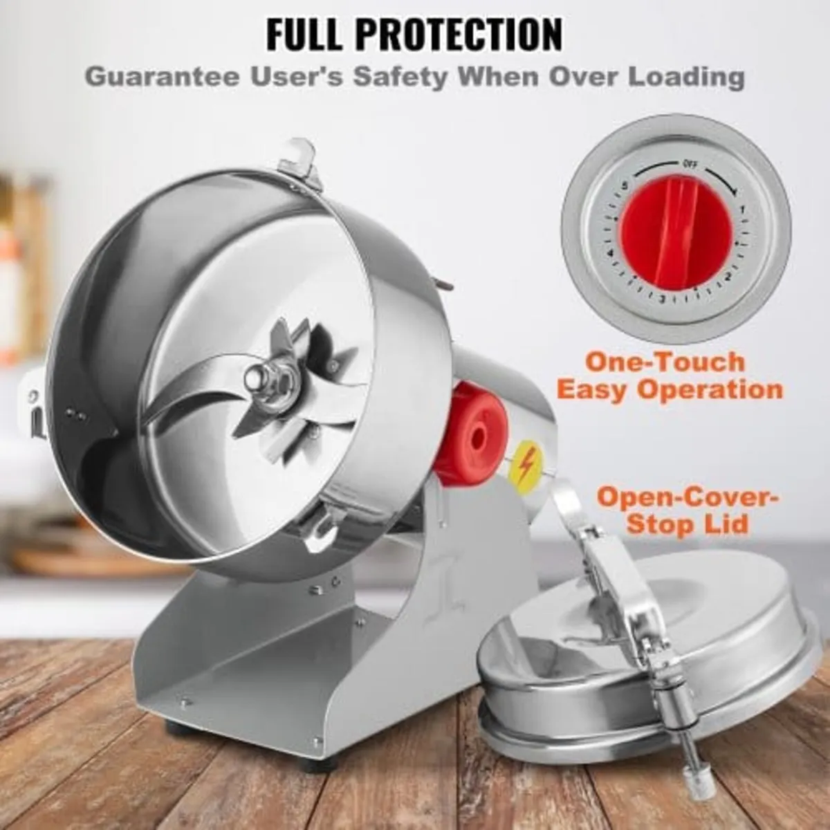 2000g Electric Grain Mill Grinder, High Speed 3400 - Image 2