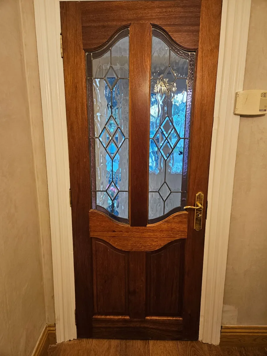Interior   mahogany stained glass doors - Image 2