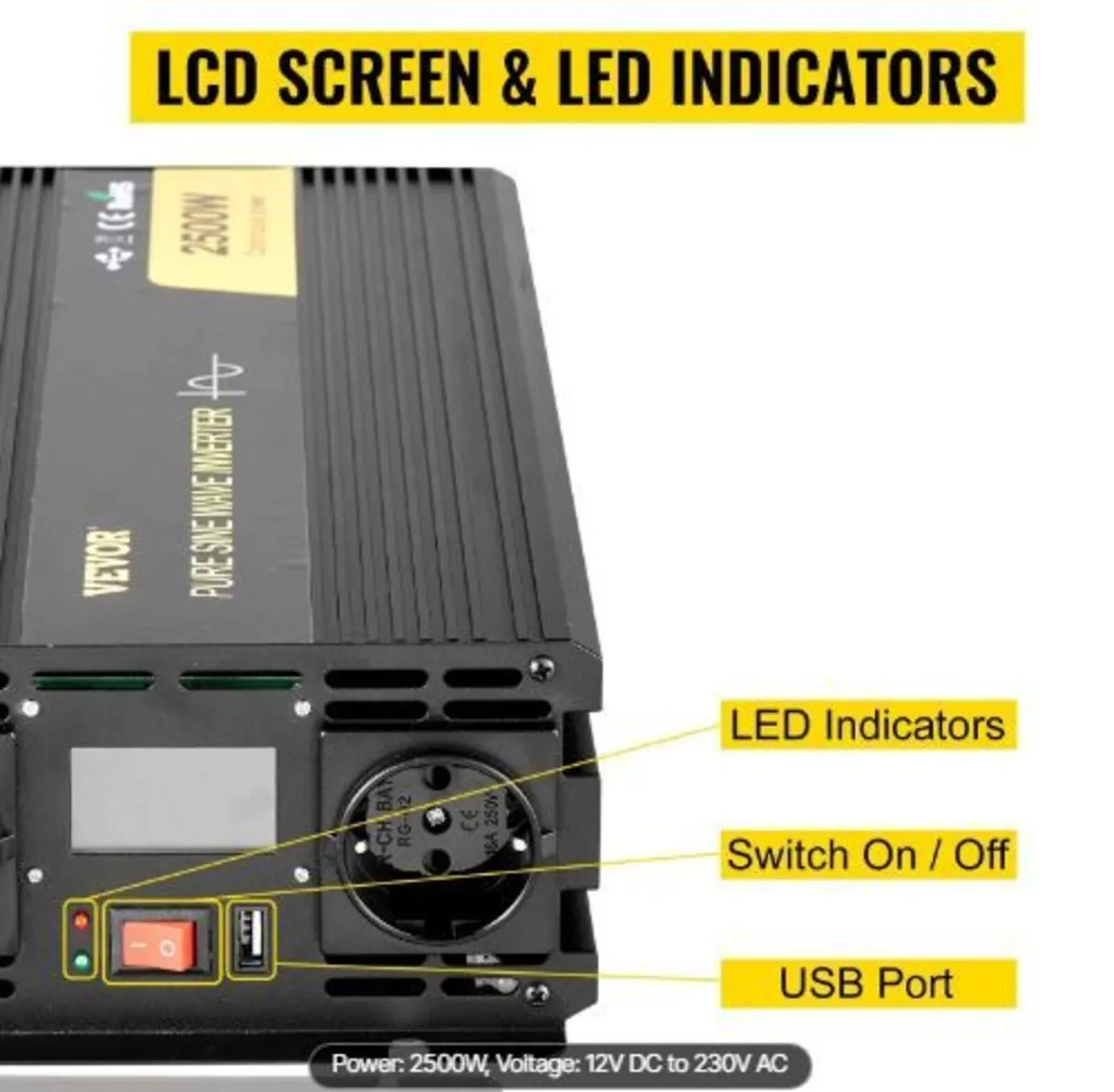Pure Sine Wave Inverter 2500W Power Inverter - Image 1