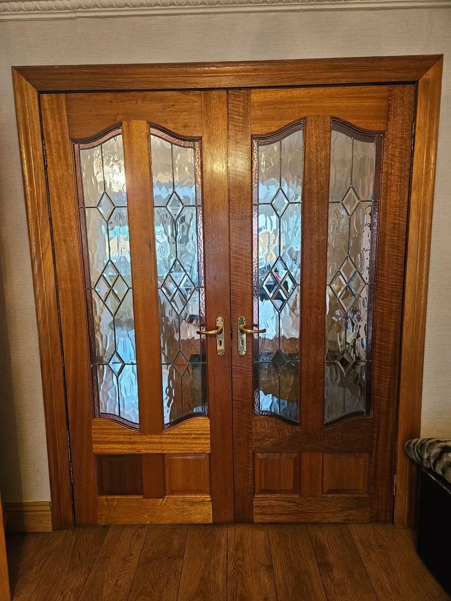 Interior   mahogany stained glass doors - Image 4