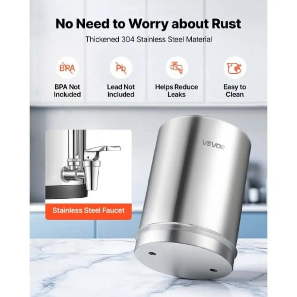 Gravity-fed Water Filter System, 5.68L 304 Stainle - Image 3