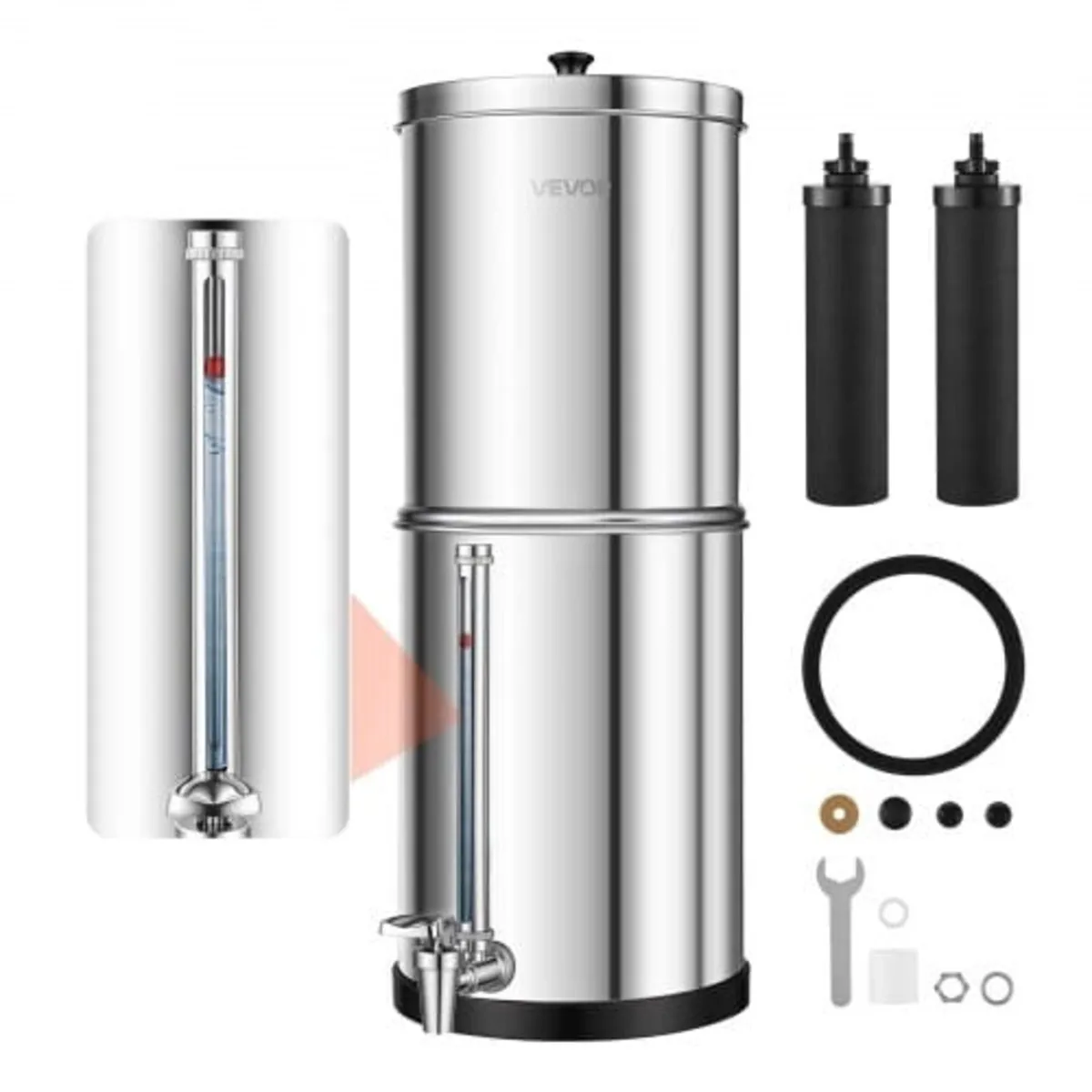 Gravity-fed Water Filter System, 5.68L 304 Stainle - Image 1