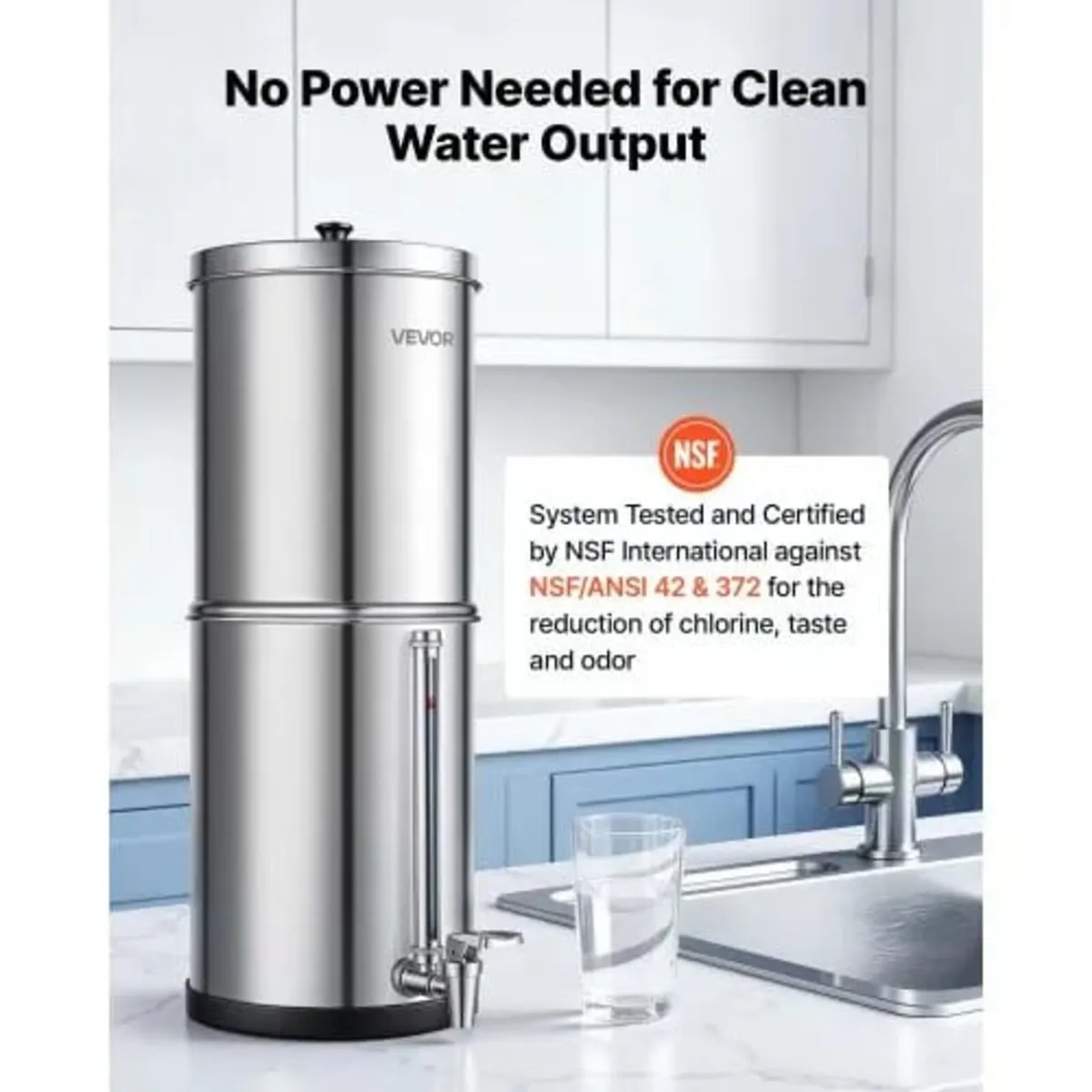 Gravity-fed Water Filter System, 5.68L 304 Stainle - Image 4