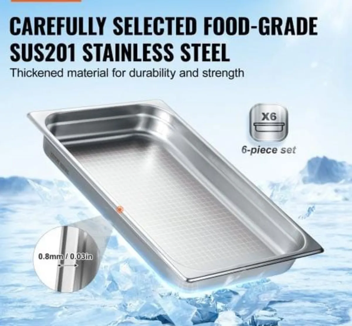 6 Pack Hotel Pans, Full Size Anti-Jam Steam Pan, 0 - Image 4