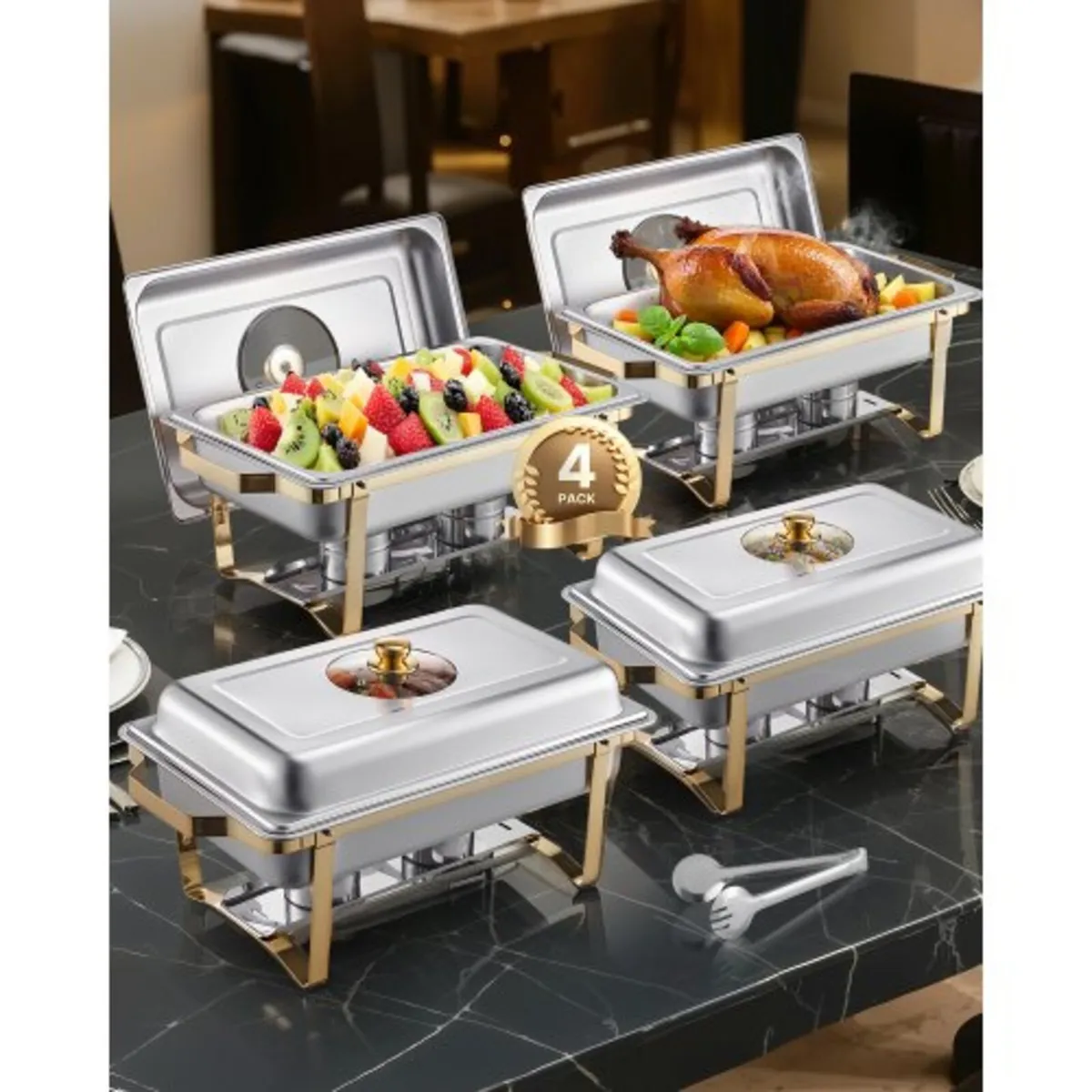 Chafing Dish Buffet Set, 8 Qt 6 Pack, Stainless St - Image 2
