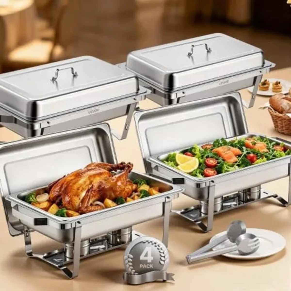 Chafing Dish Buffet Set, 8 Qt 4 Pack, Stainless St - Image 1
