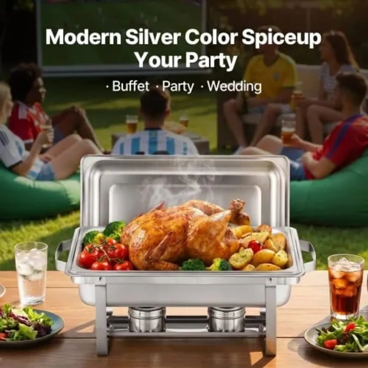 Chafing Dish Buffet Set, 8 Qt 4 Pack, Stainless St - Image 3