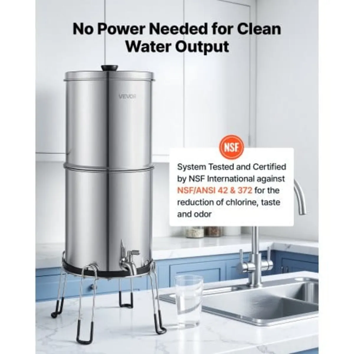 Gravity-fed Water Filter System, 8.52L 304 Stainle - Image 2