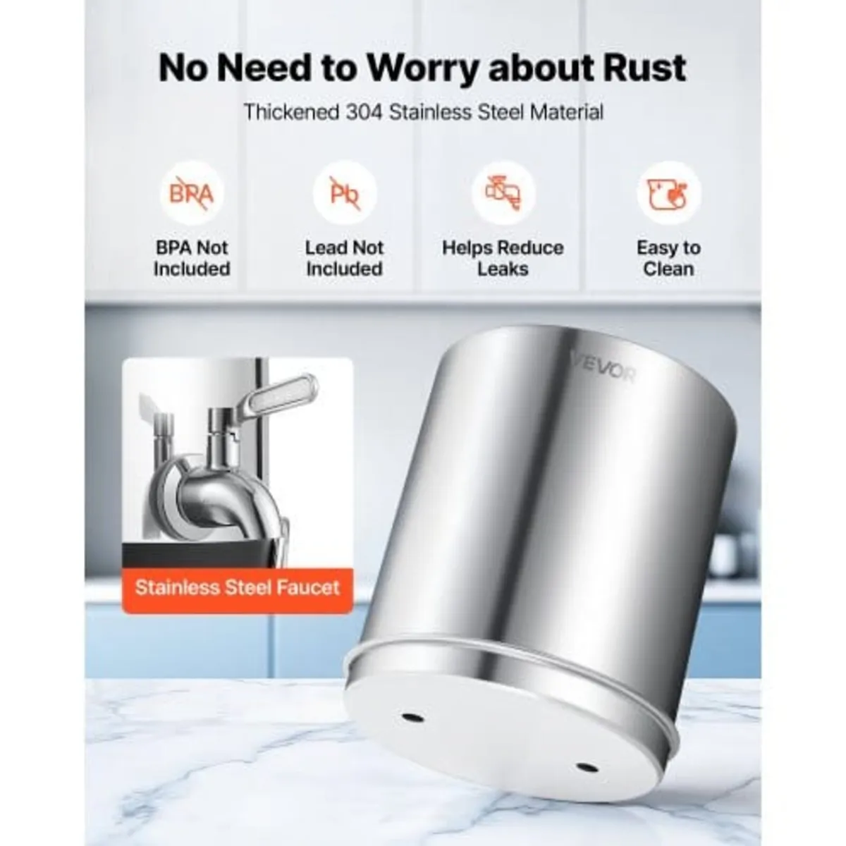 Gravity-fed Water Filter System, 8.52L 304 Stainle - Image 4