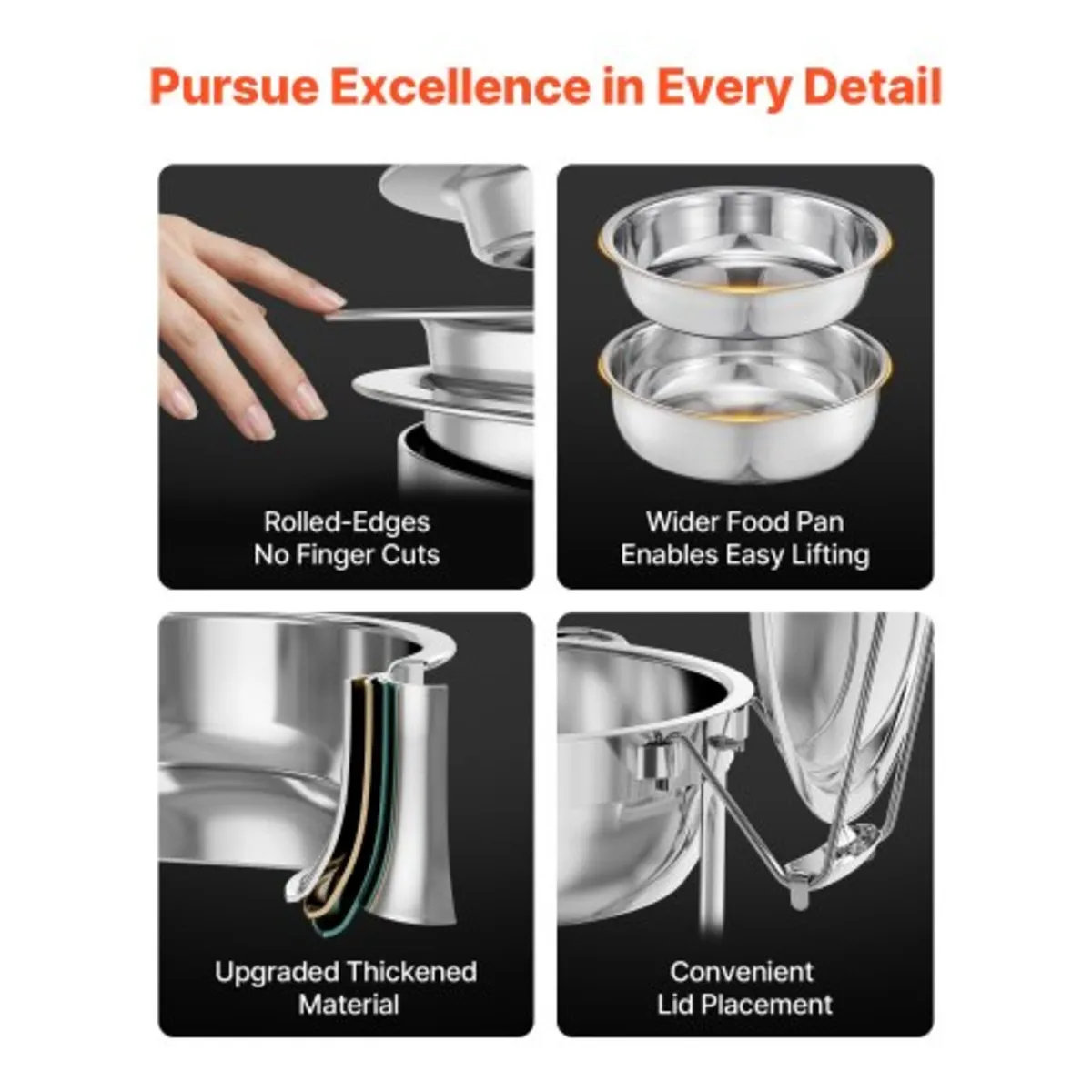 Chafing Dish Buffet Set, 5 Qt 4 Pack, Stainless St - Image 3