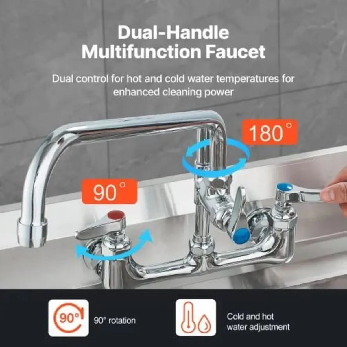 Commercial Faucet with Pre-Rinse Sprayer, 25" (63. - Image 3