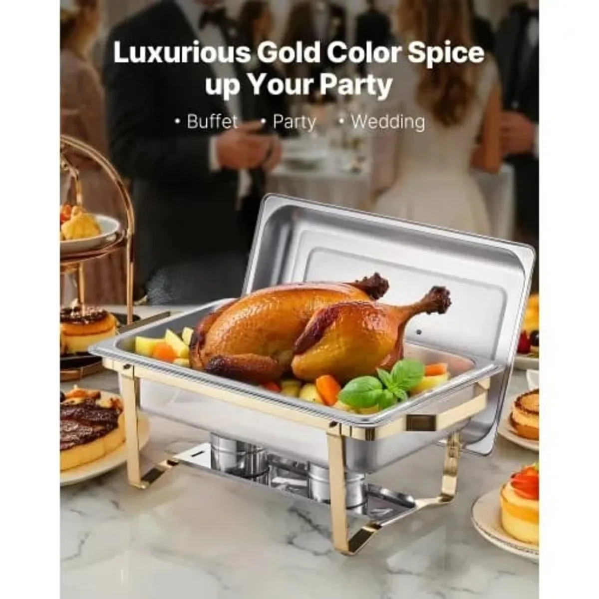 Chafing Dish Buffet Set, 8 Qt 4 Pack, Stainless St - Image 2