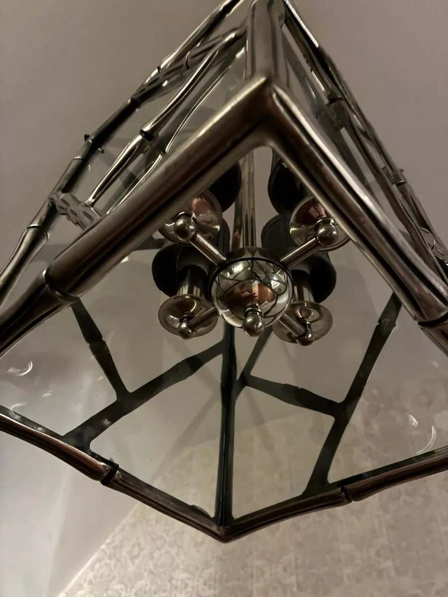 Large Antique Silver bamboo ceiling light - Image 3