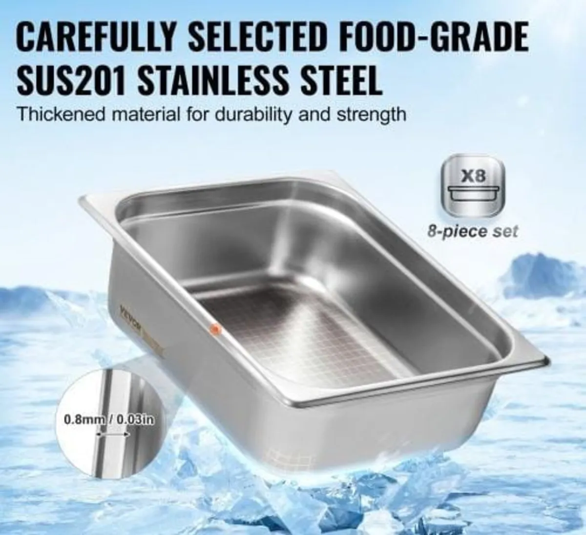 8 Pack Hotel Pans, 1/2 Size Anti-Jam Steam Pan wit - Image 4