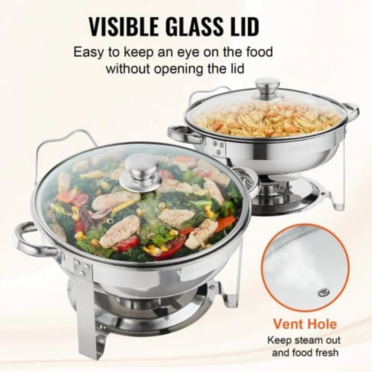 2-Pack Round Chafing Dish Set with Full-Size 3.8L - Image 2
