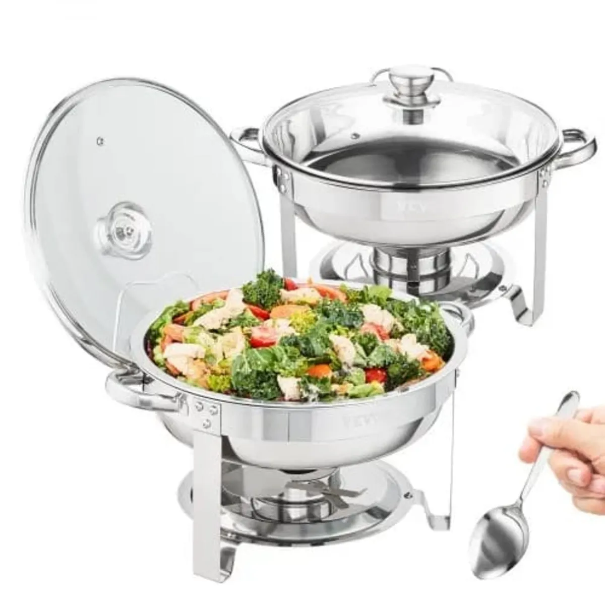 2-Pack Round Chafing Dish Set with Full-Size 3.8L - Image 1